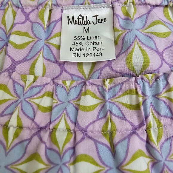 Matilda Jane Womens Sz M Linen Blend Patchwork Floral Print Pleated Hem Skirt - Picture 12 of 13